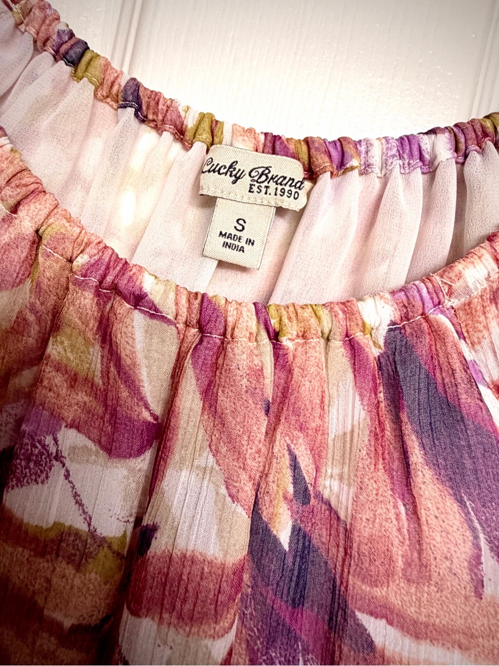 Lucky Brand Mauve Floral Peasant Blouse - Picture 2 of 3